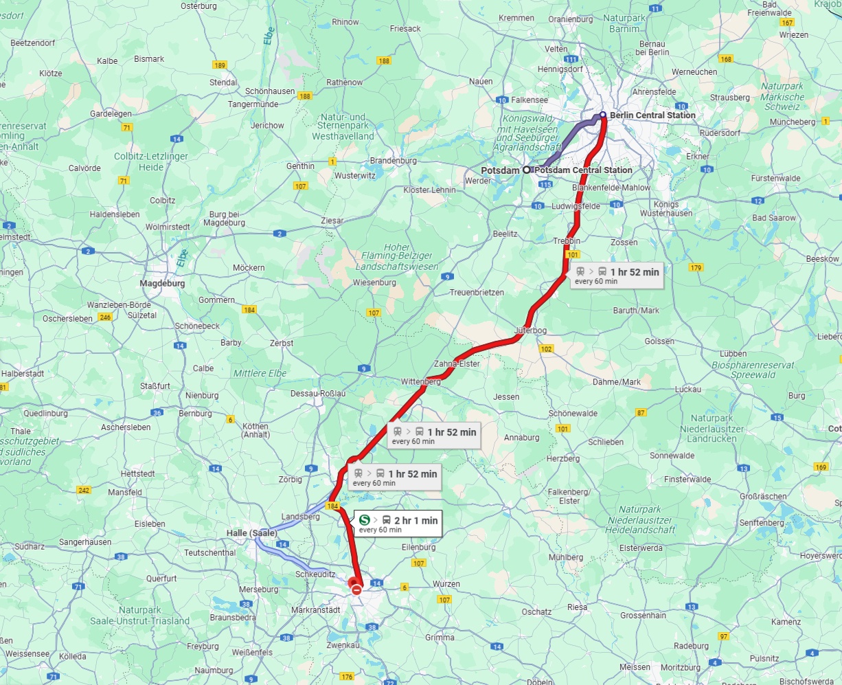 Anreise von Potsdam Zu Leipzig Über 