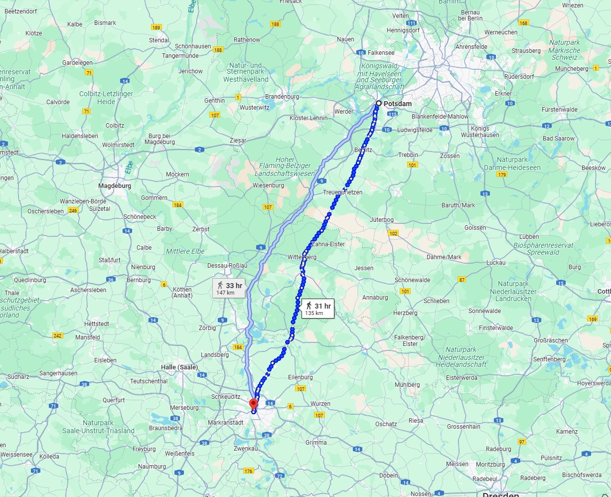 Anreise von Potsdam Zu Leipzig Über 