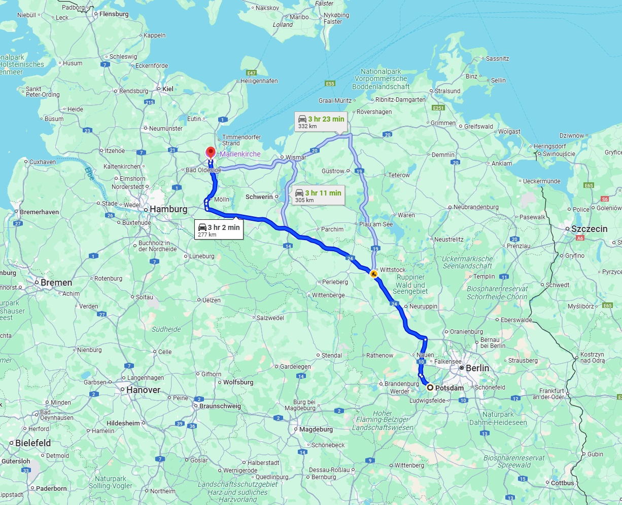 Anreise von Potsdam Zu Lübeck Über via A24