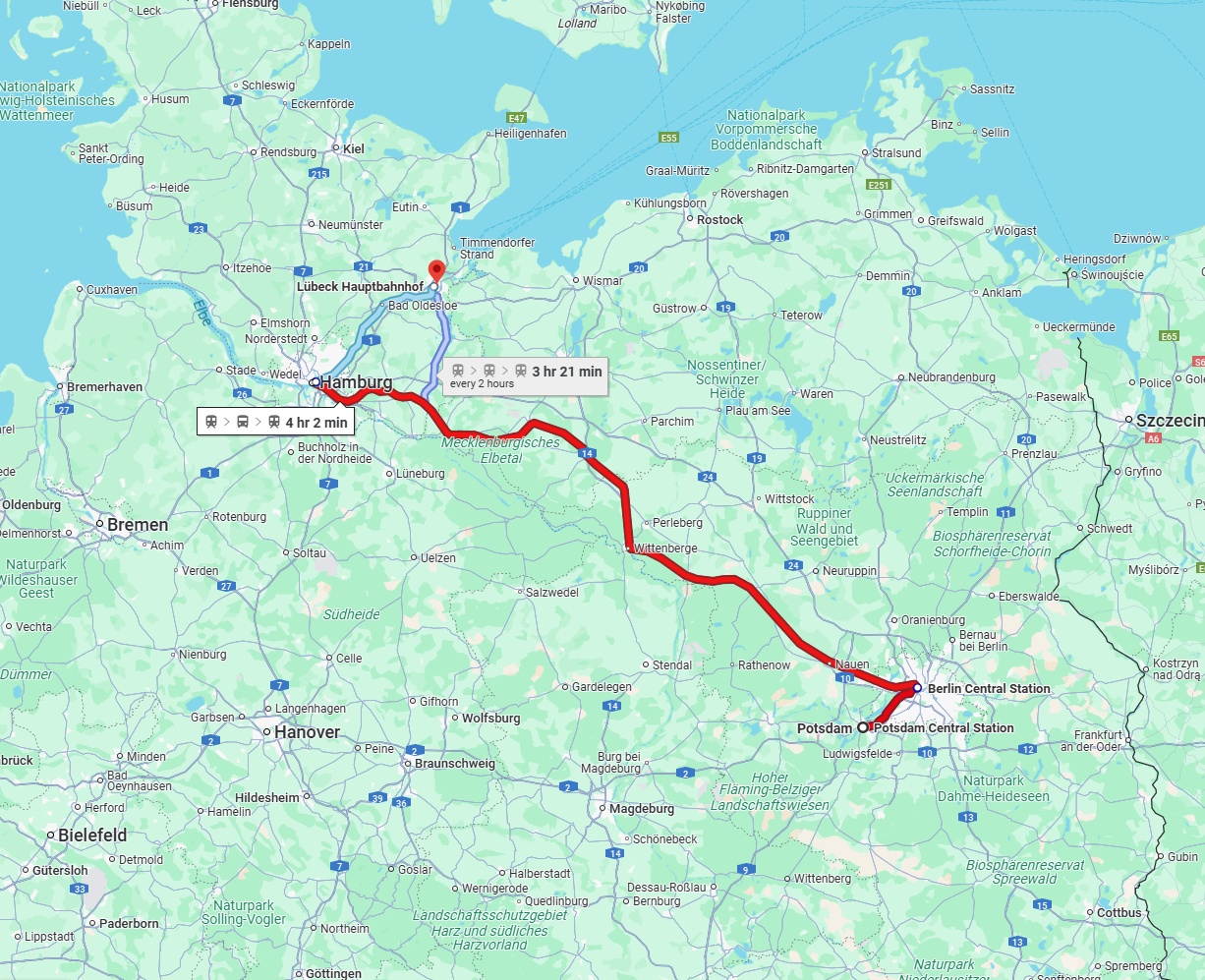 Anreise von Potsdam Zu Lübeck Über 