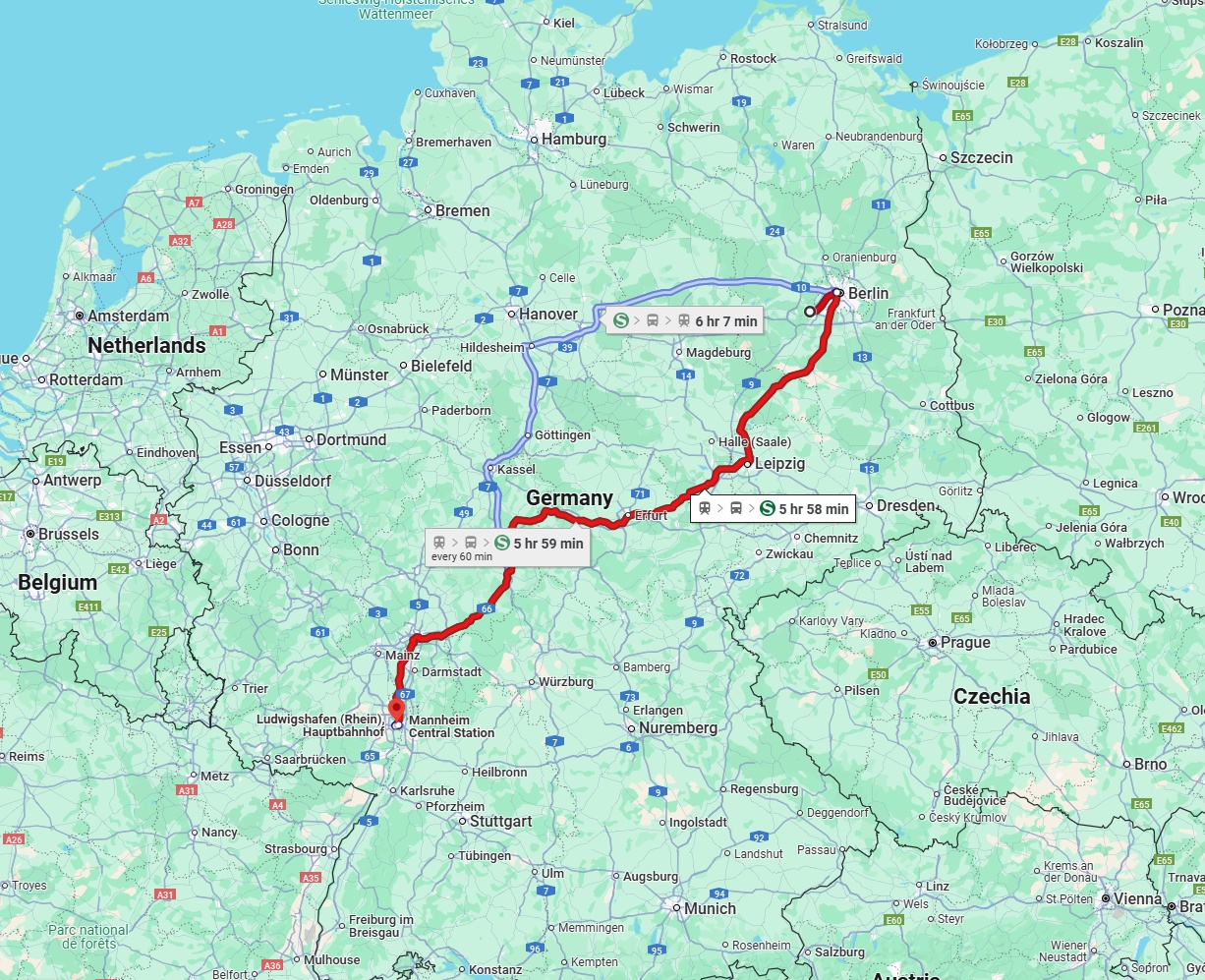 Anreise von Potsdam Zu Ludwigshafen am Rhein Über 