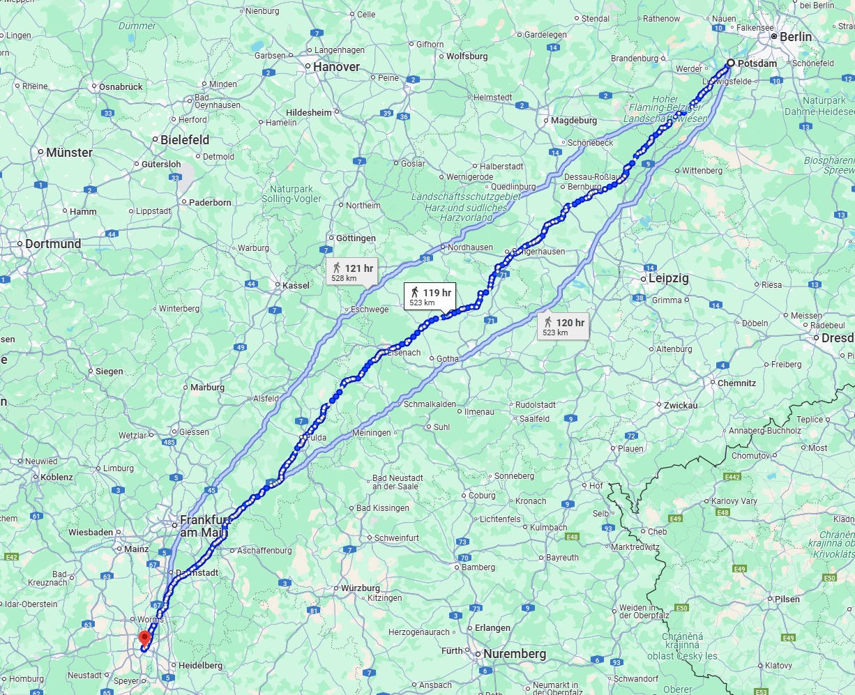 Anreise von Potsdam Zu Ludwigshafen am Rhein Über 