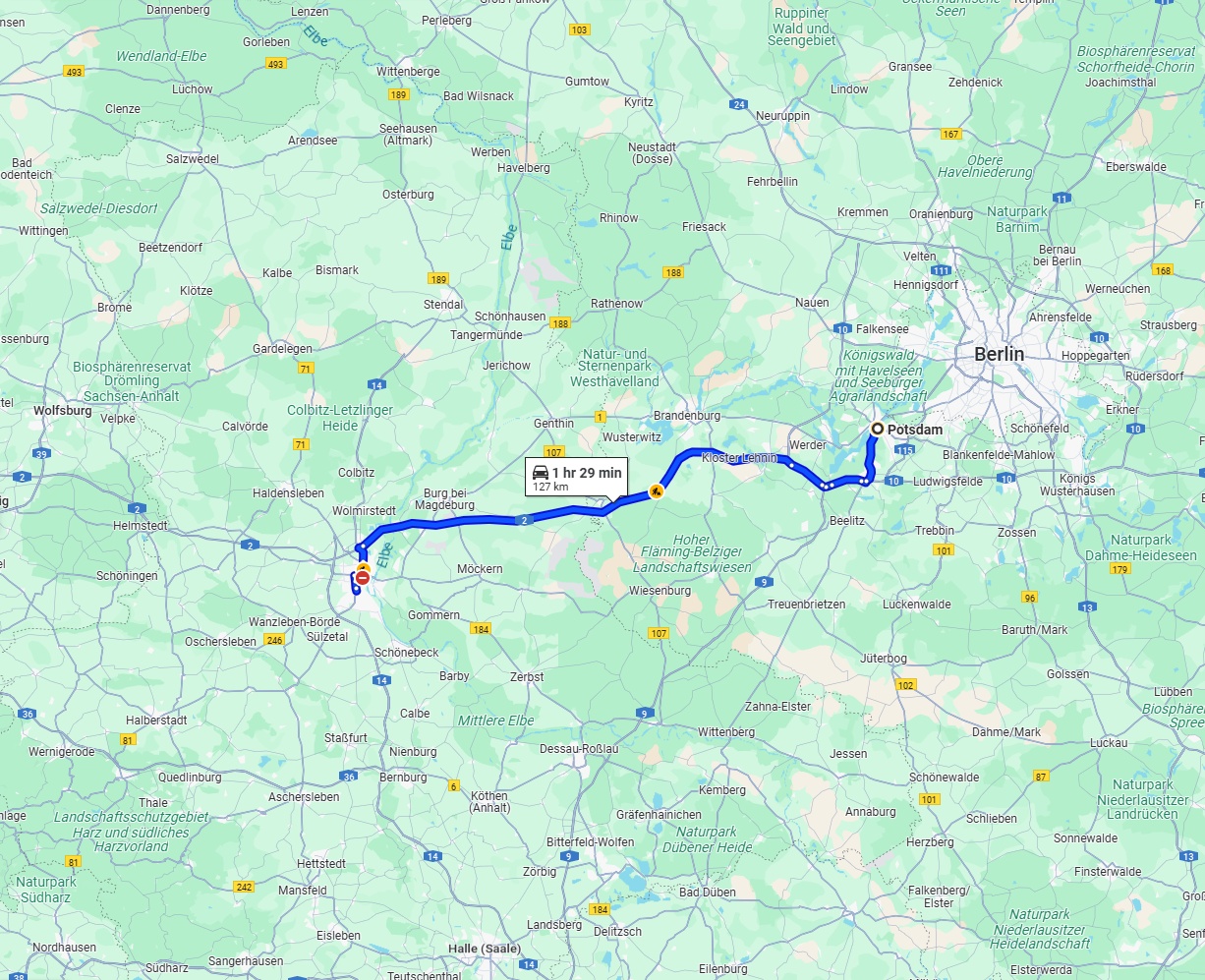 Anreise von Potsdam Zu Magdeburg Über via A2