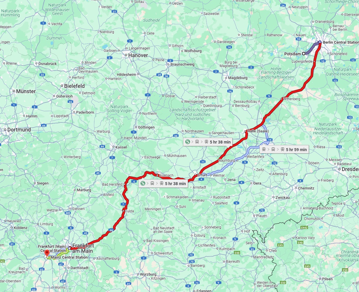 Anreise von Potsdam Zu Mainz Über 