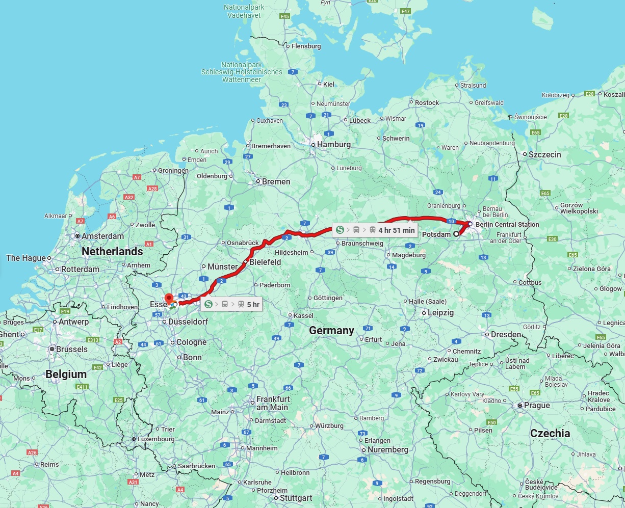 Anreise von Potsdam Zu Mülheim an der Ruhr Über 