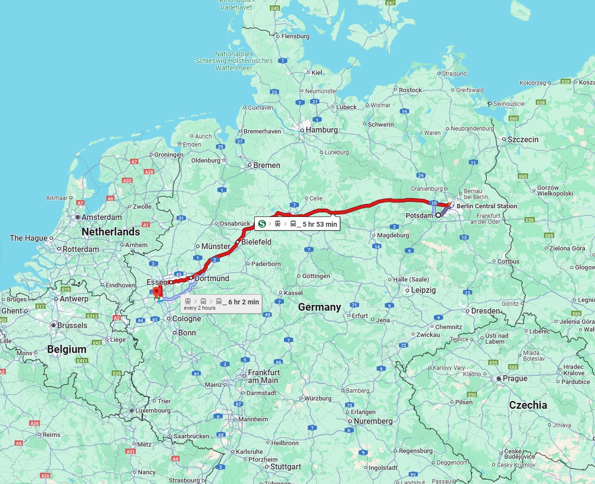 Anreise von Potsdam Zu Neuss Über 