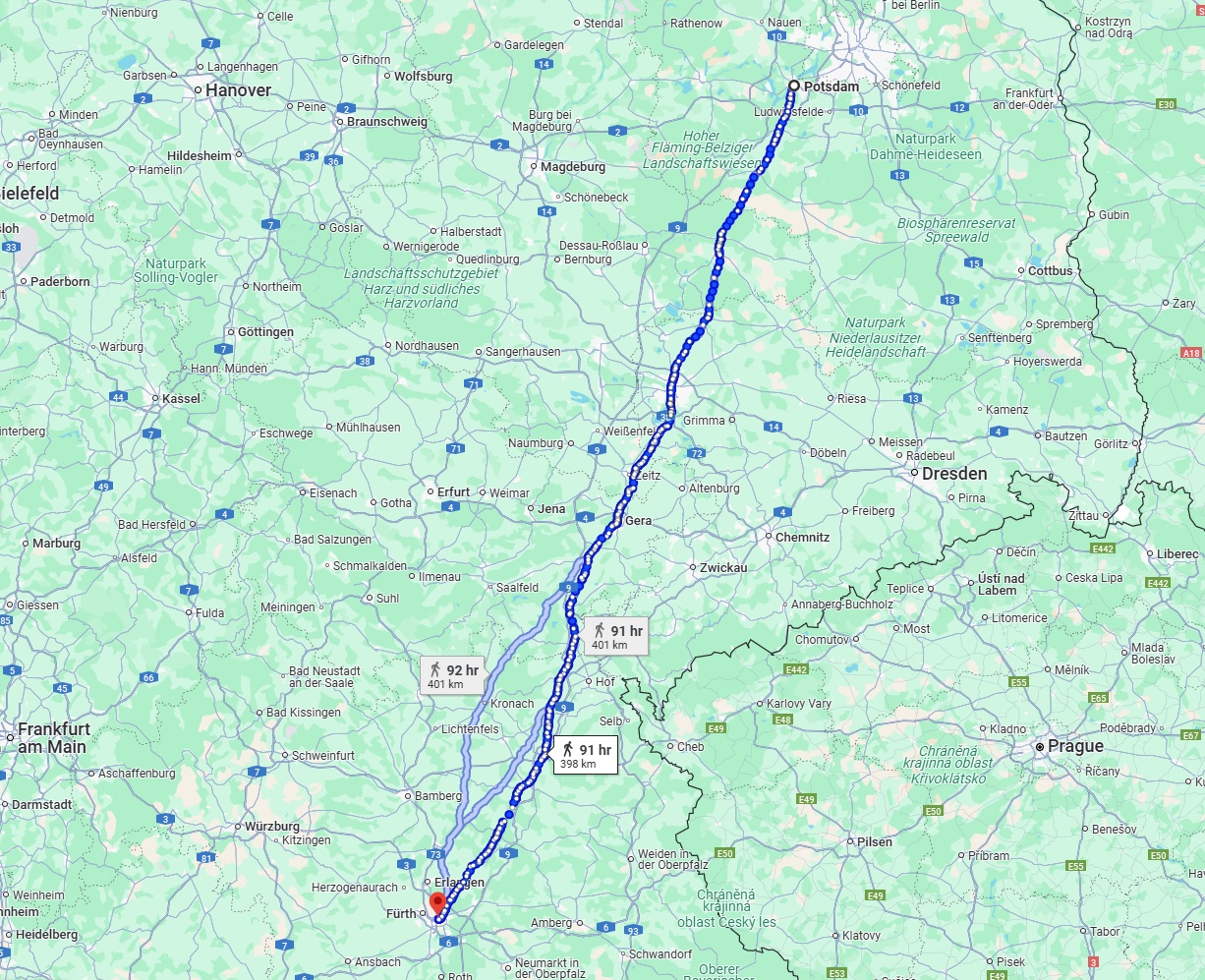 Anreise von Potsdam Zu Nürnberg Über 