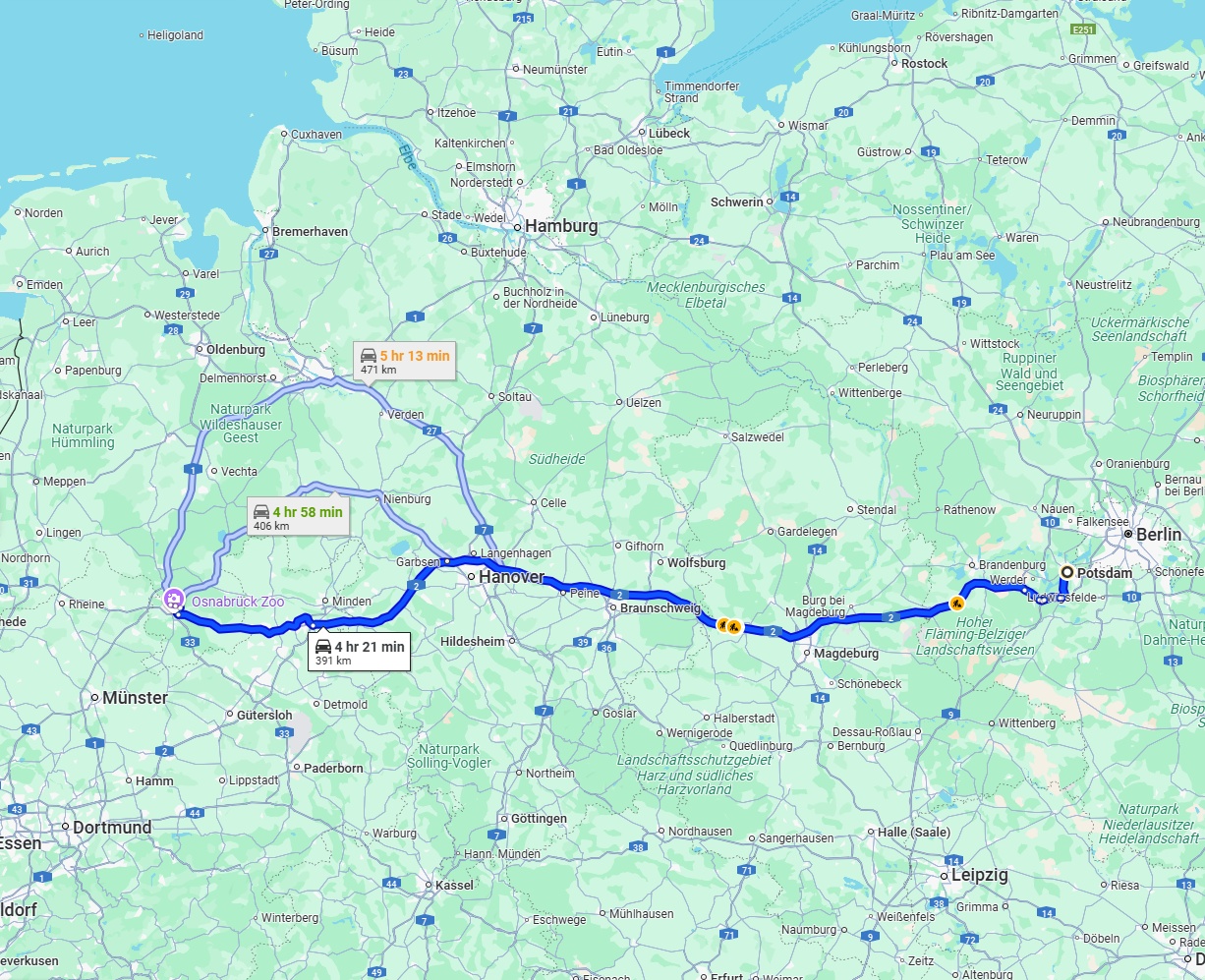 Anreise von Potsdam Zu Osnabrück Über via A2