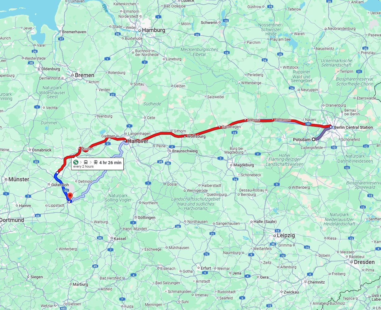 Anreise von Potsdam Zu Paderborn Über 
