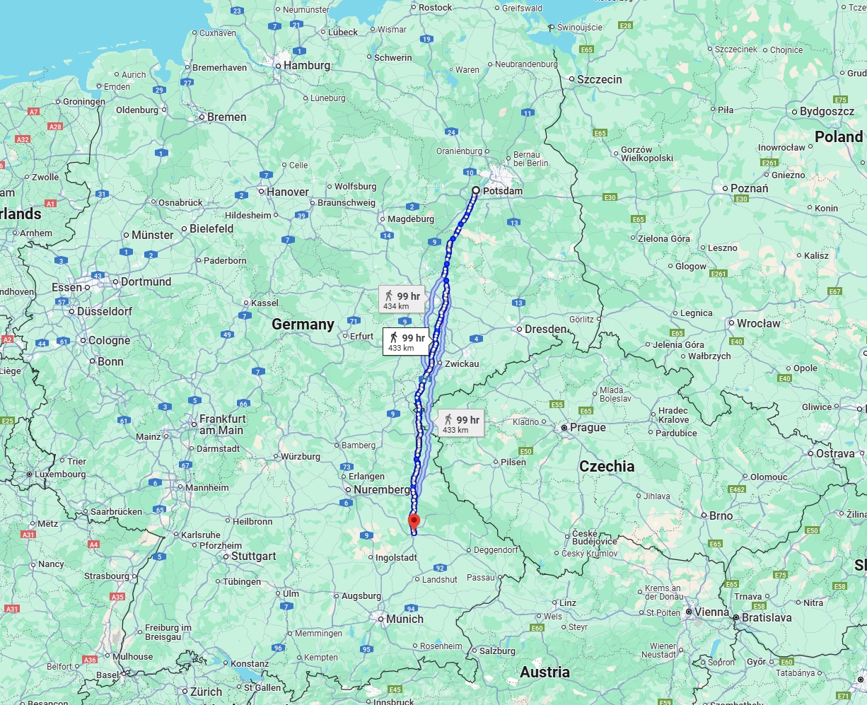 Anreise von Potsdam Zu Regensburg Über 