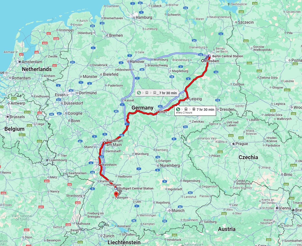 Anreise von Potsdam Zu Reutlingen Über 
