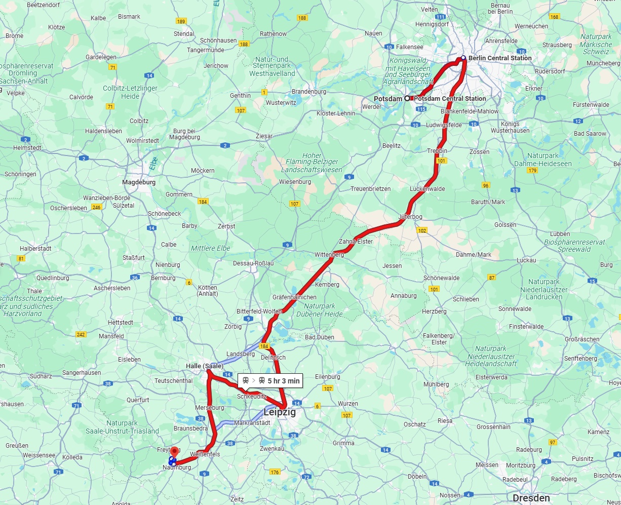 Anreise von Potsdam Zu Saale Über 
