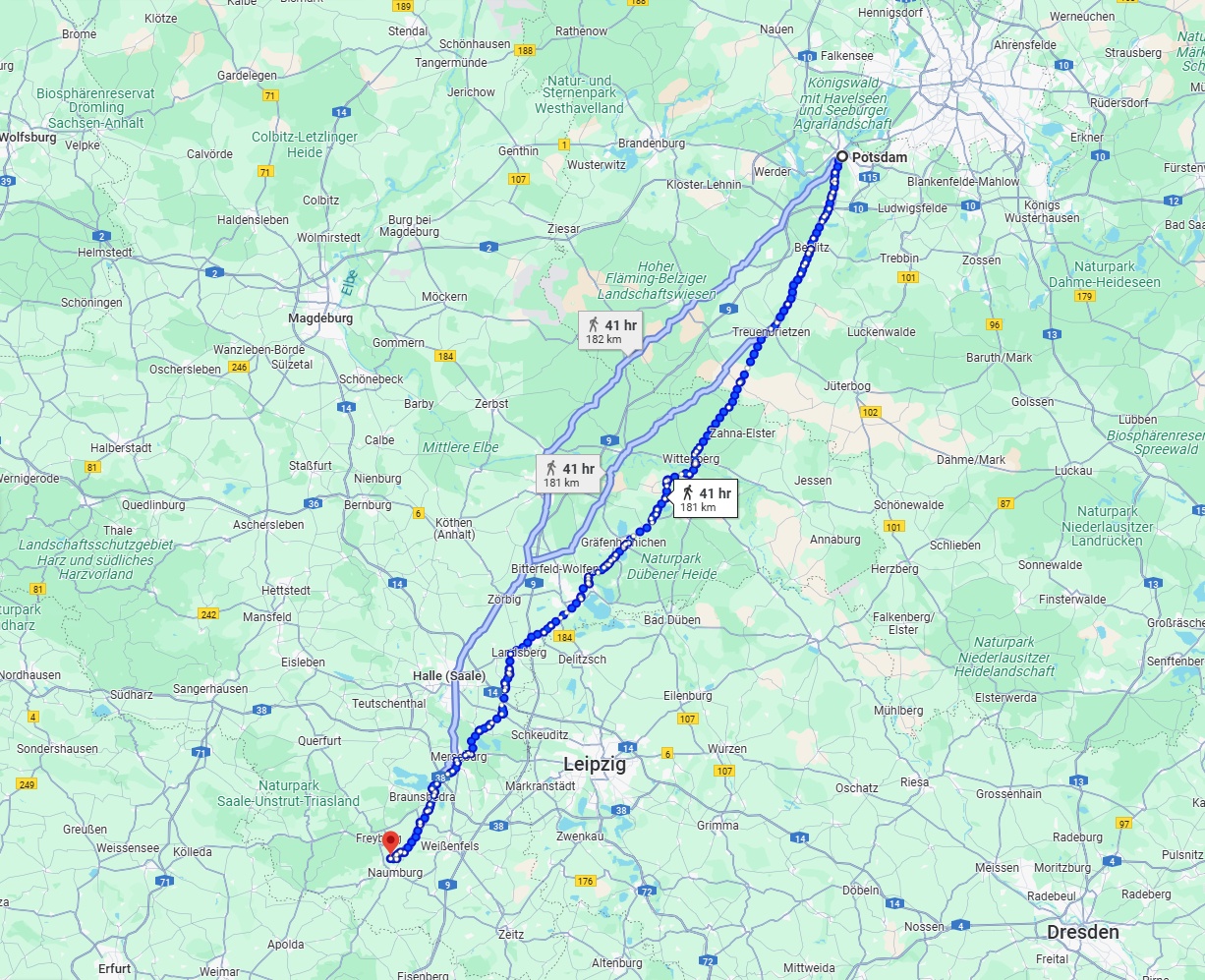 Anreise von Potsdam Zu Saale Über 