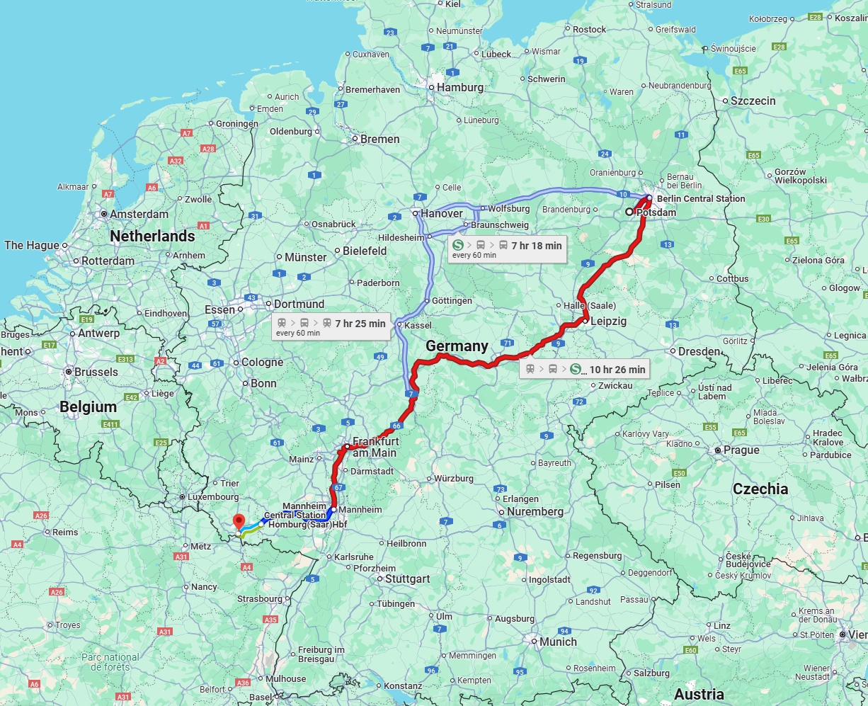 Anreise von Potsdam Zu Saarbrücken Über 