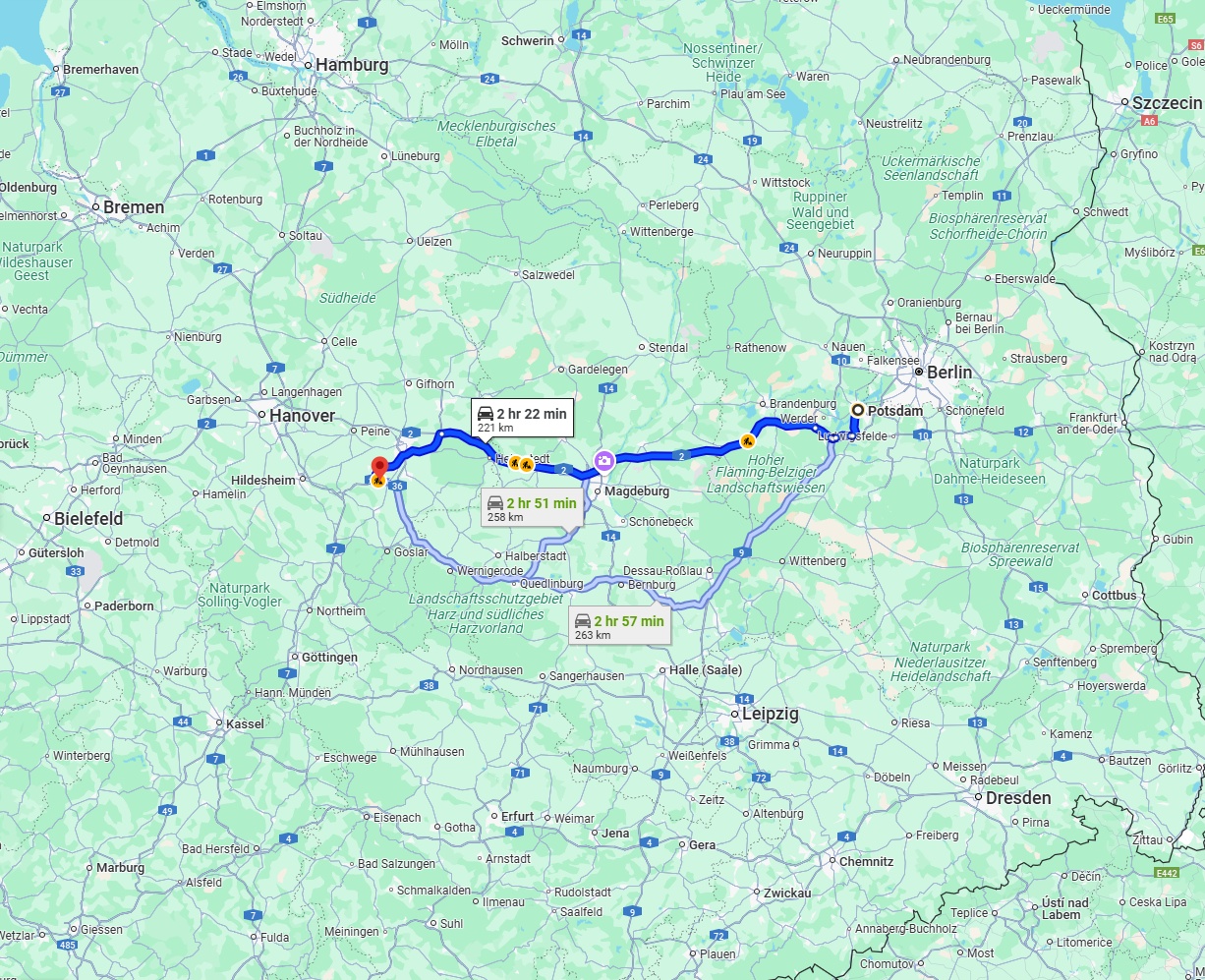 Anreise von Potsdam Zu Salzgitter Über via A2