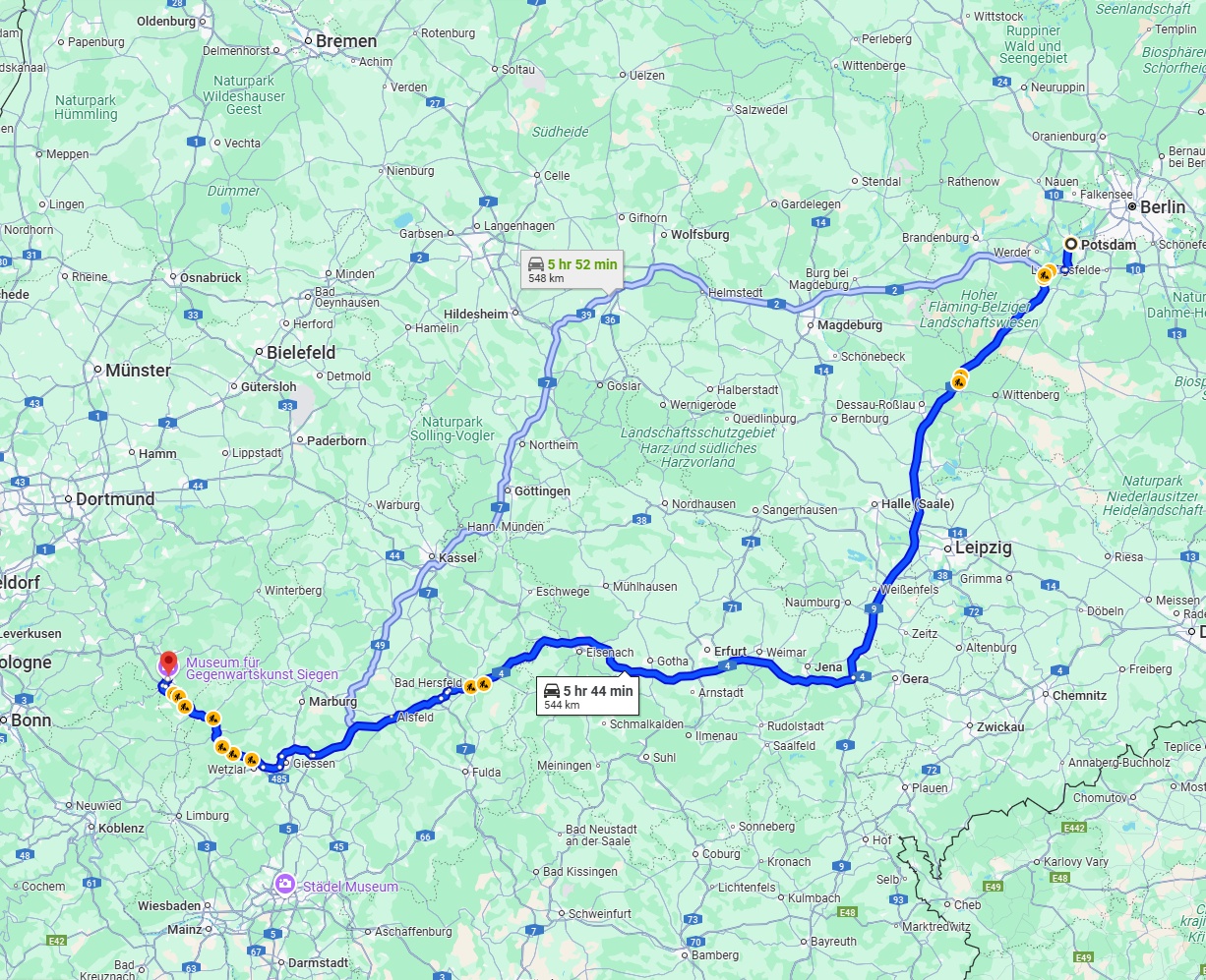 Anreise von Potsdam Zu Siegen Über via A9 and A4
