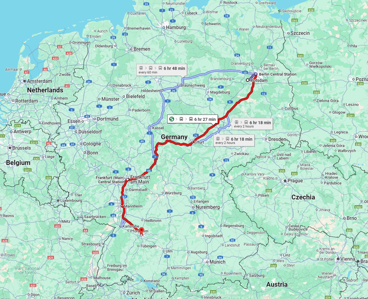 Anreise von Potsdam Zu Stuttgart Über 
