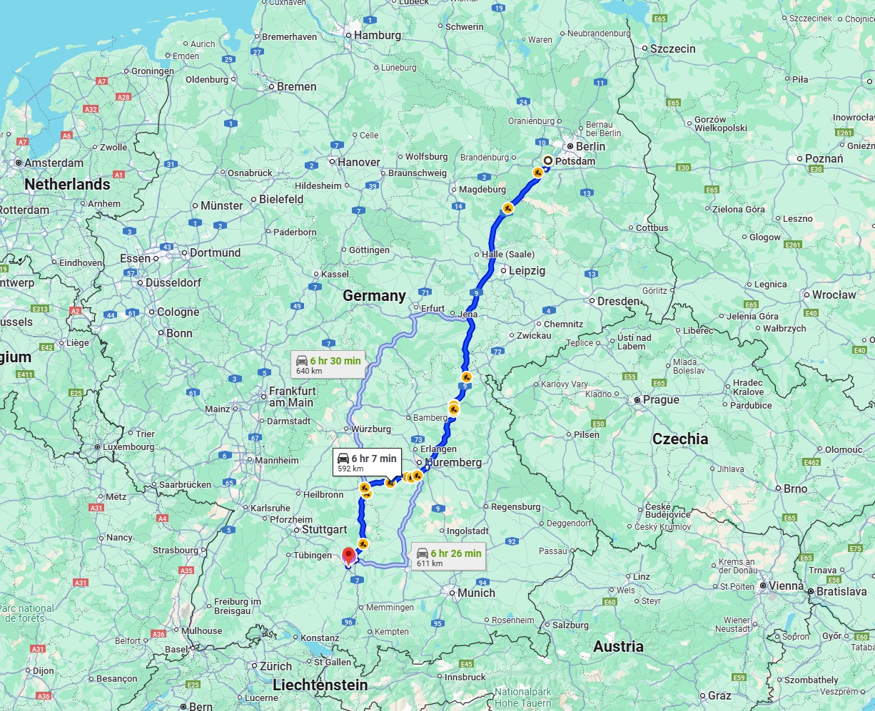 Anreise von Potsdam Zu Ulm Über via A9