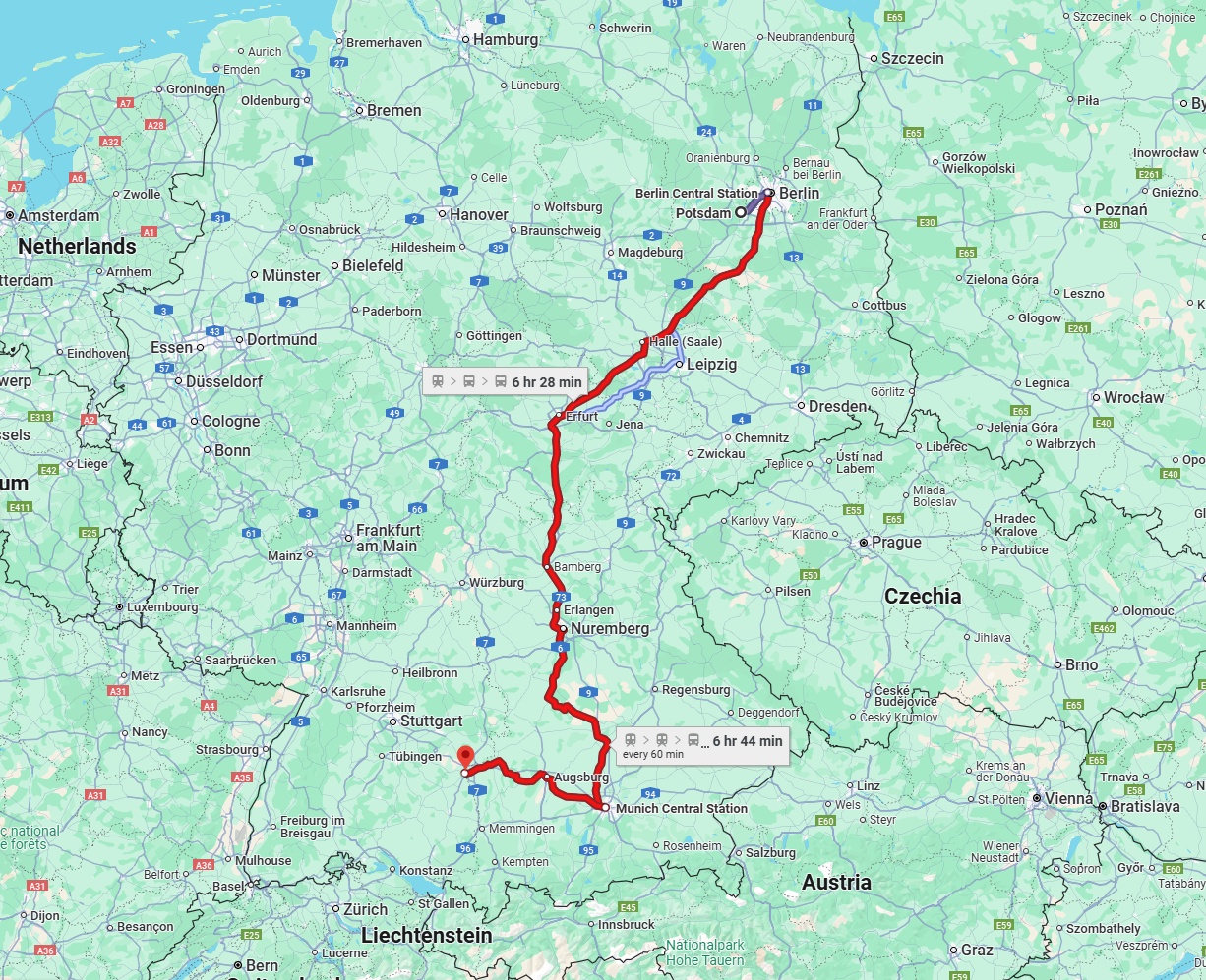 Anreise von Potsdam Zu Ulm Über 