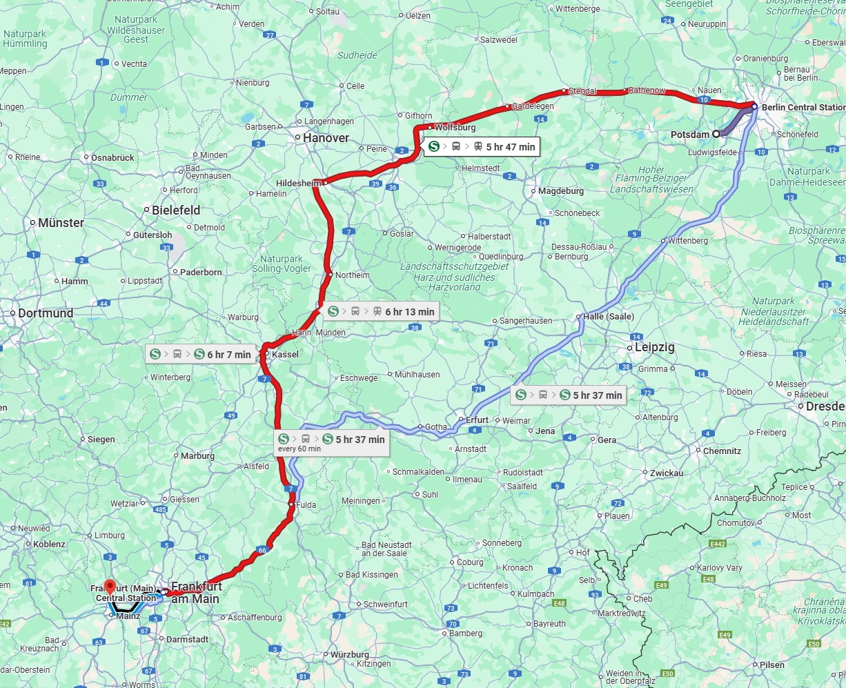 Anreise von Potsdam Zu Wiesbaden Über 