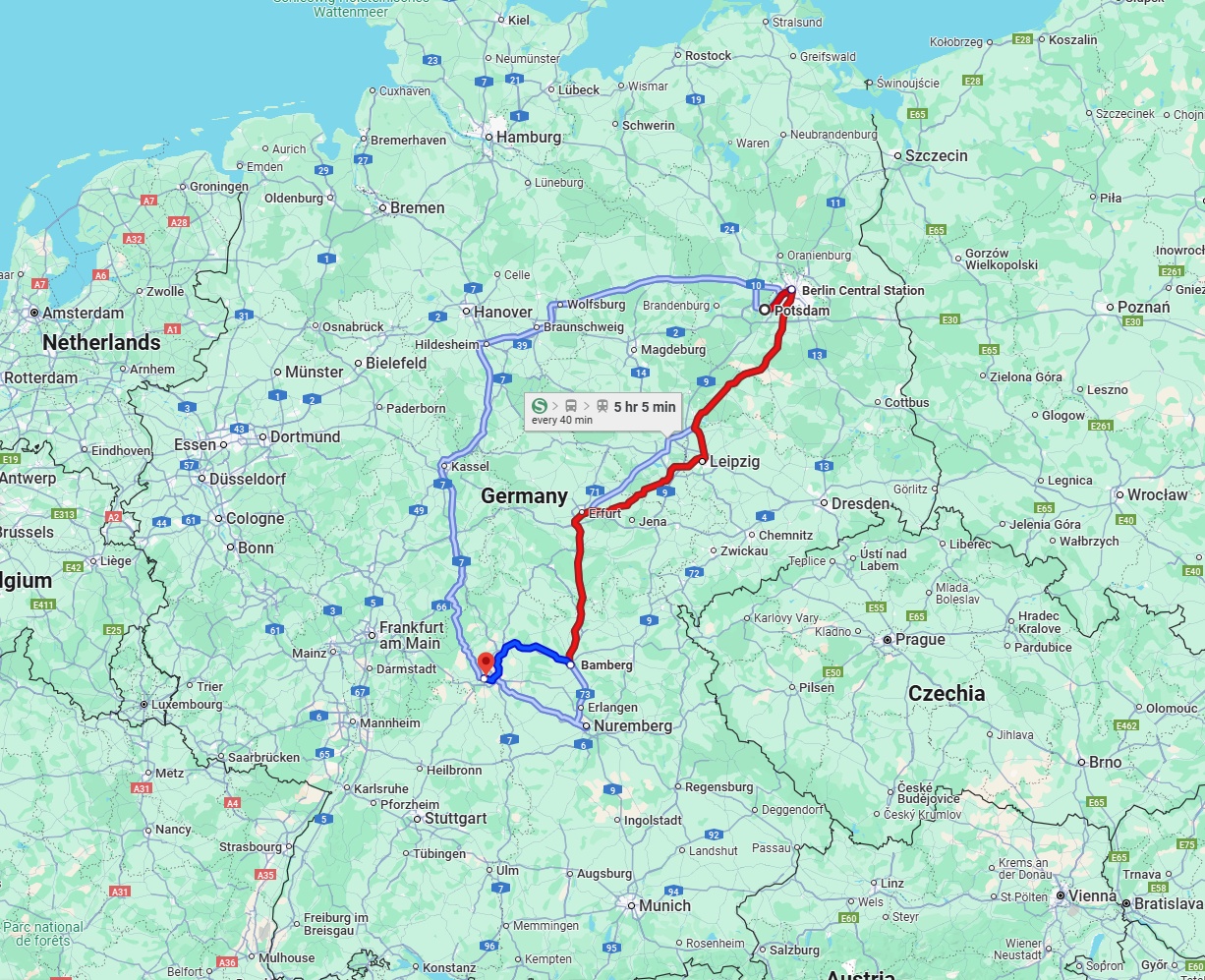 Anreise von Potsdam Zu Würzburg Über 