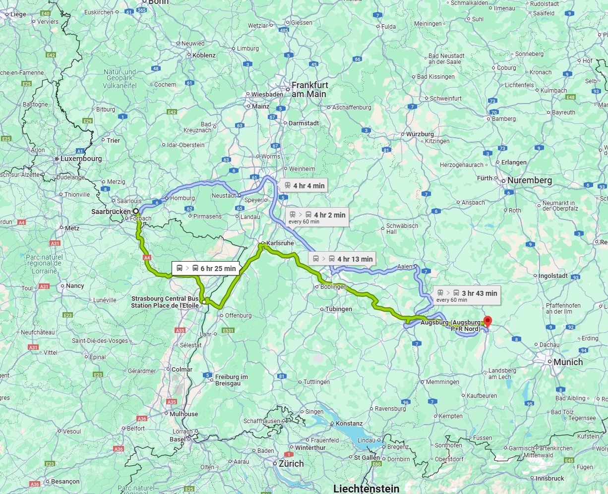Anreise von Saarbrücken Zu Augsburg Über 