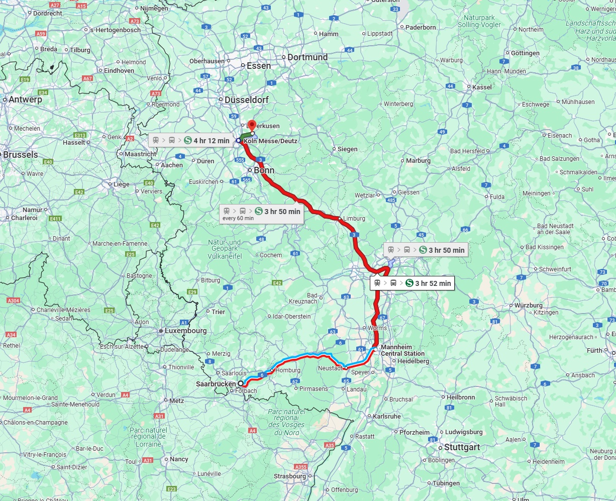 Anreise von Saarbrücken Zu Bergisch Gladbach Über 
