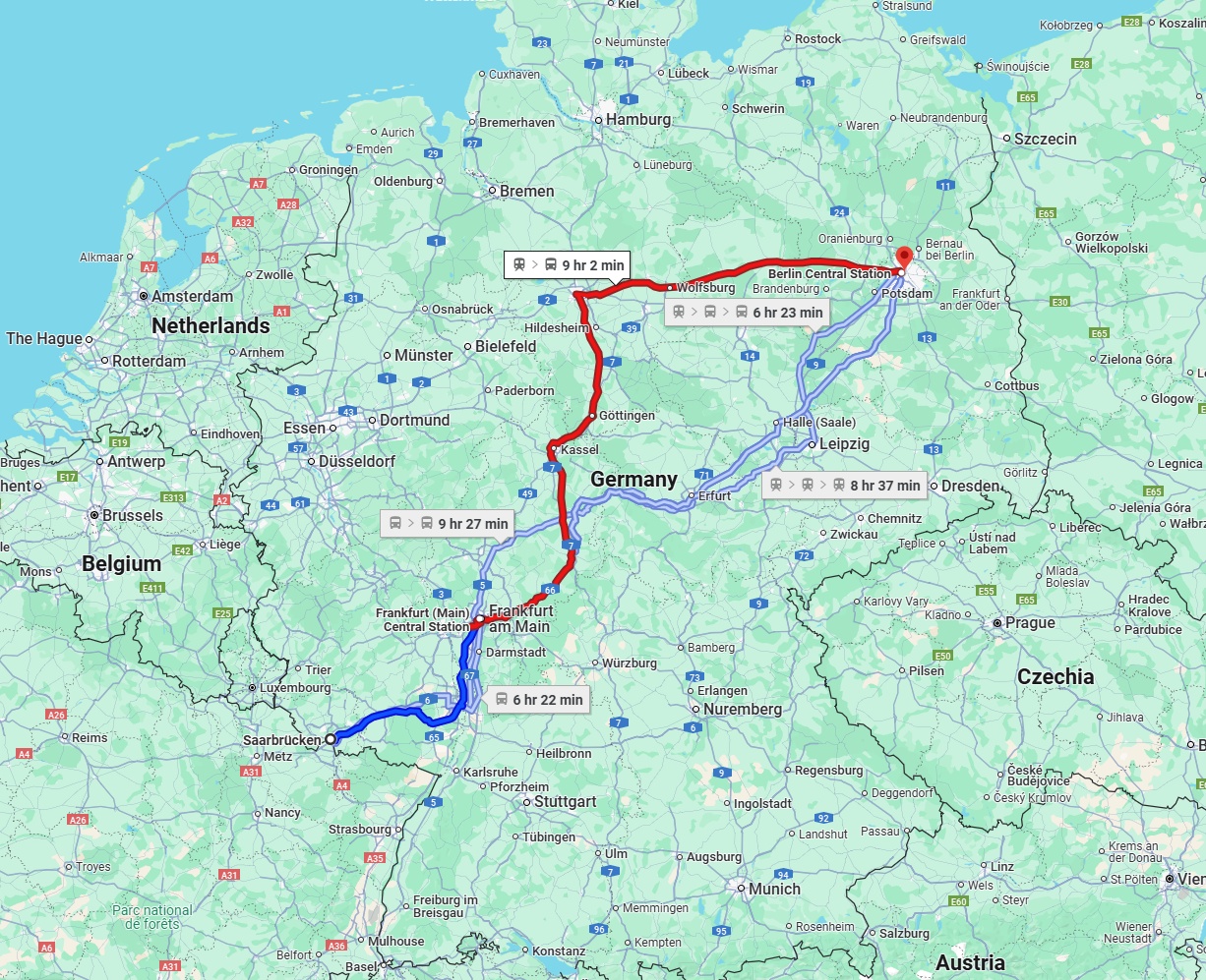 Anreise von Saarbrücken Zu Berlin Über 