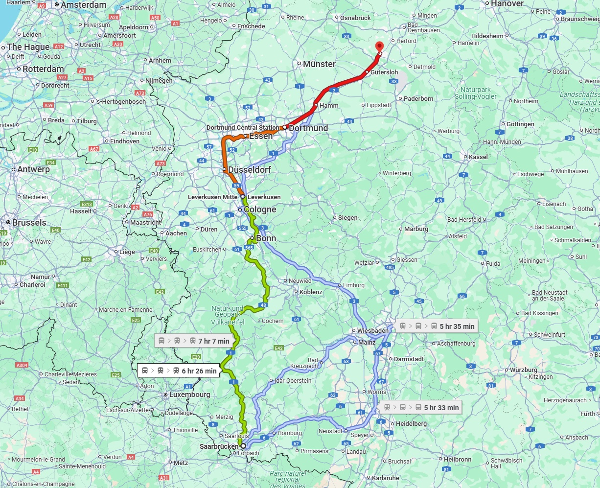 Anreise von Saarbrücken Zu Bielefeld Über 