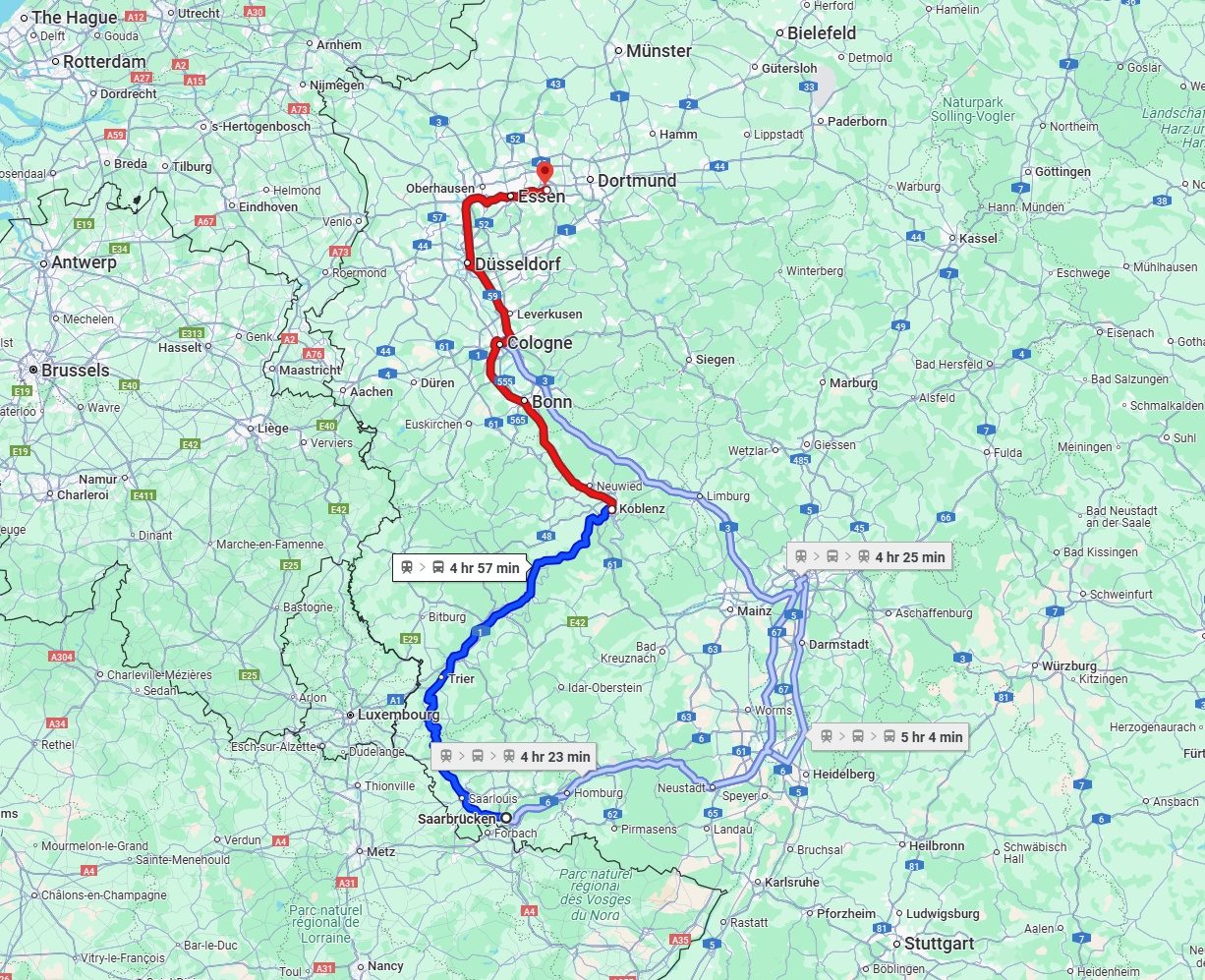 Anreise von Saarbrücken Zu Bochum Über 