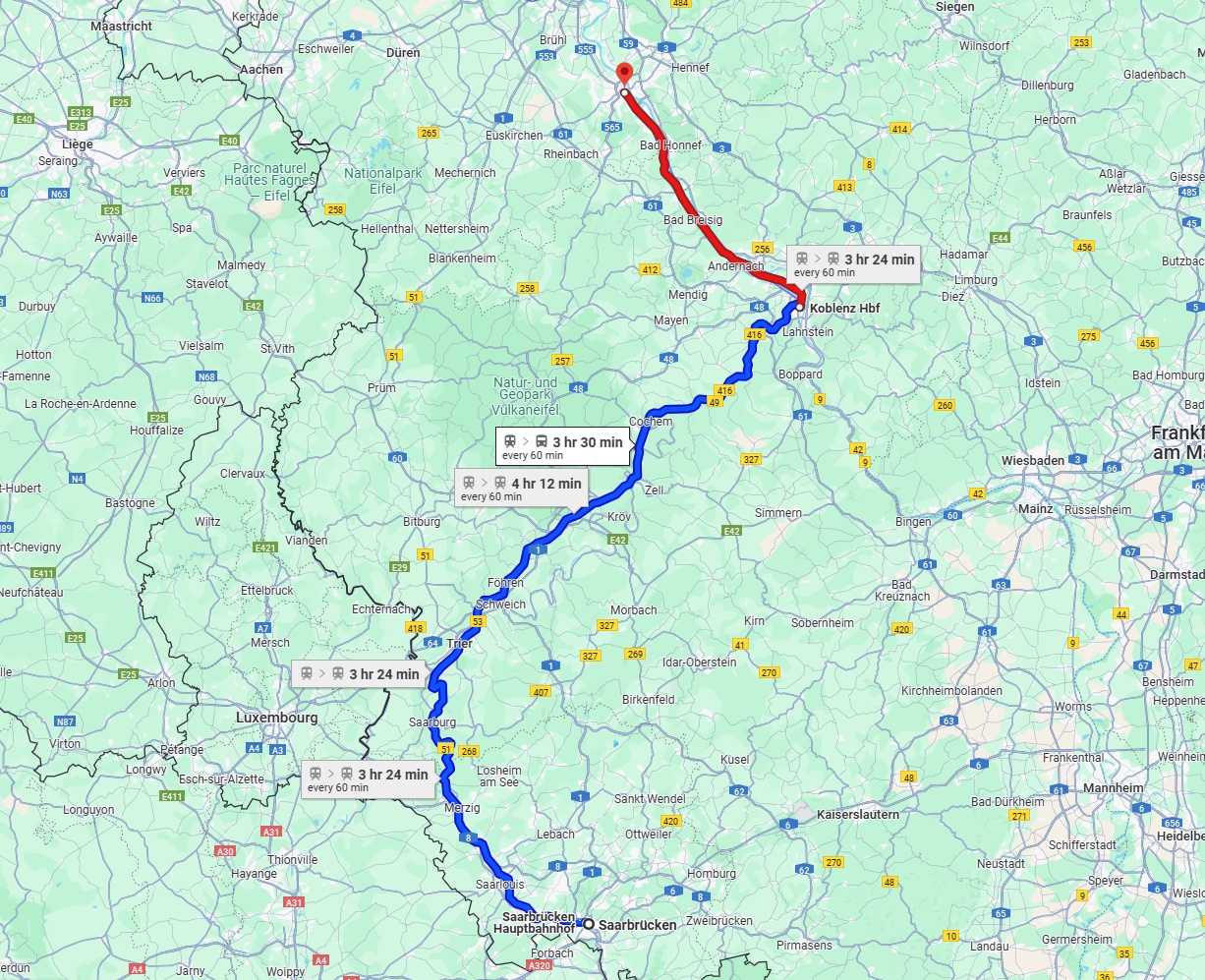 Anreise von Saarbrücken Zu Bonn Über 