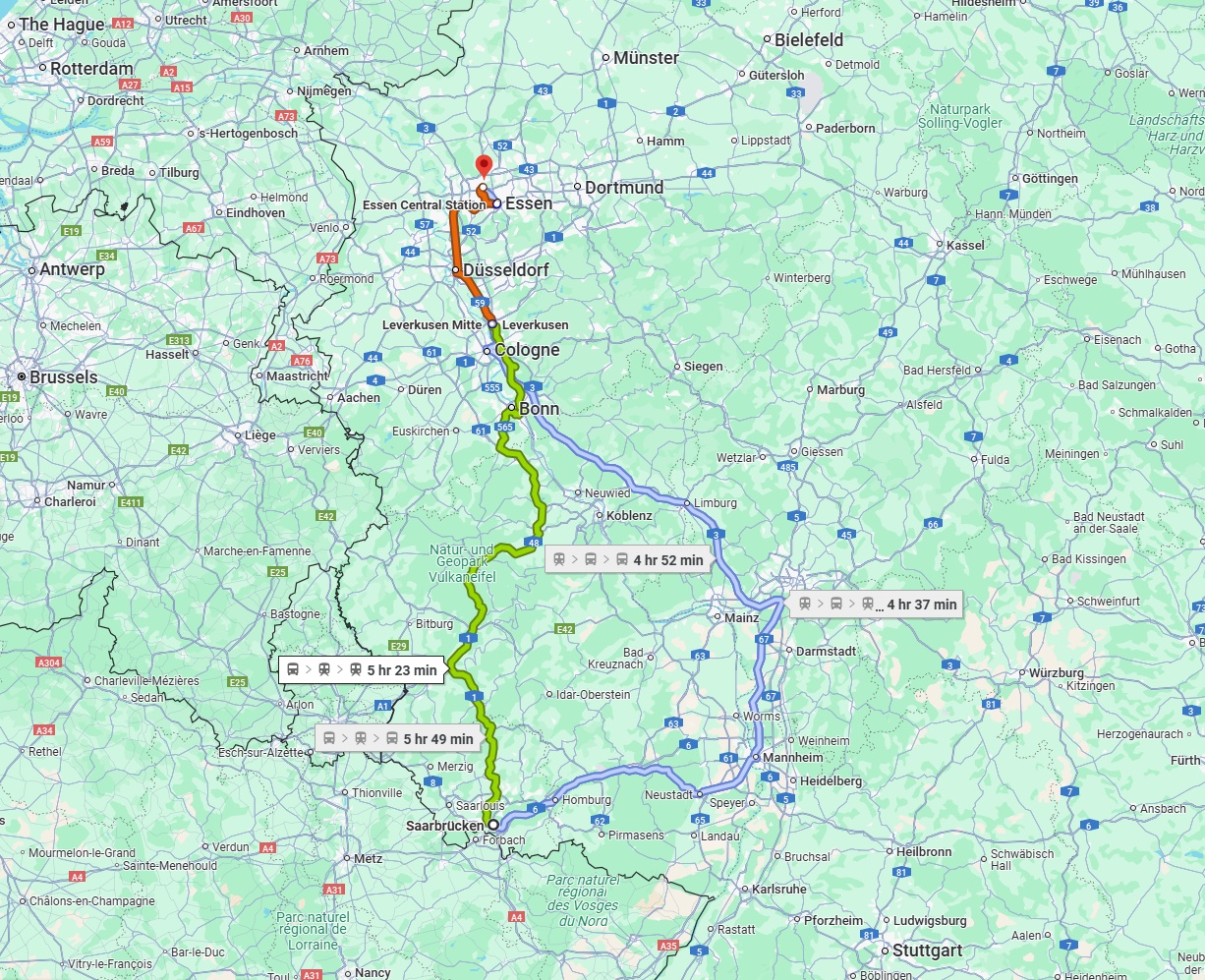 Anreise von Saarbrücken Zu Bottrop Über 