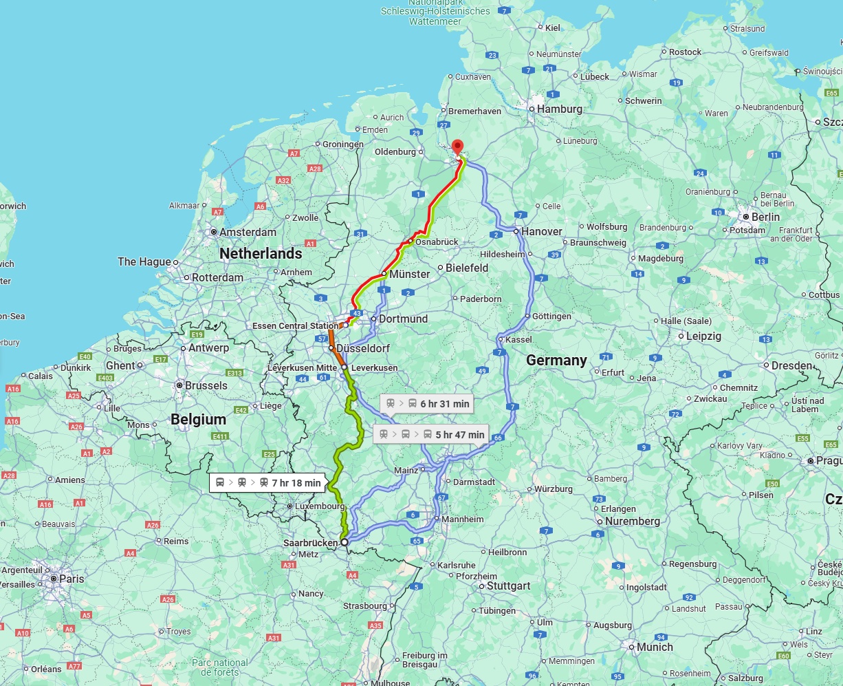 Anreise von Saarbrücken Zu Bremen Über 