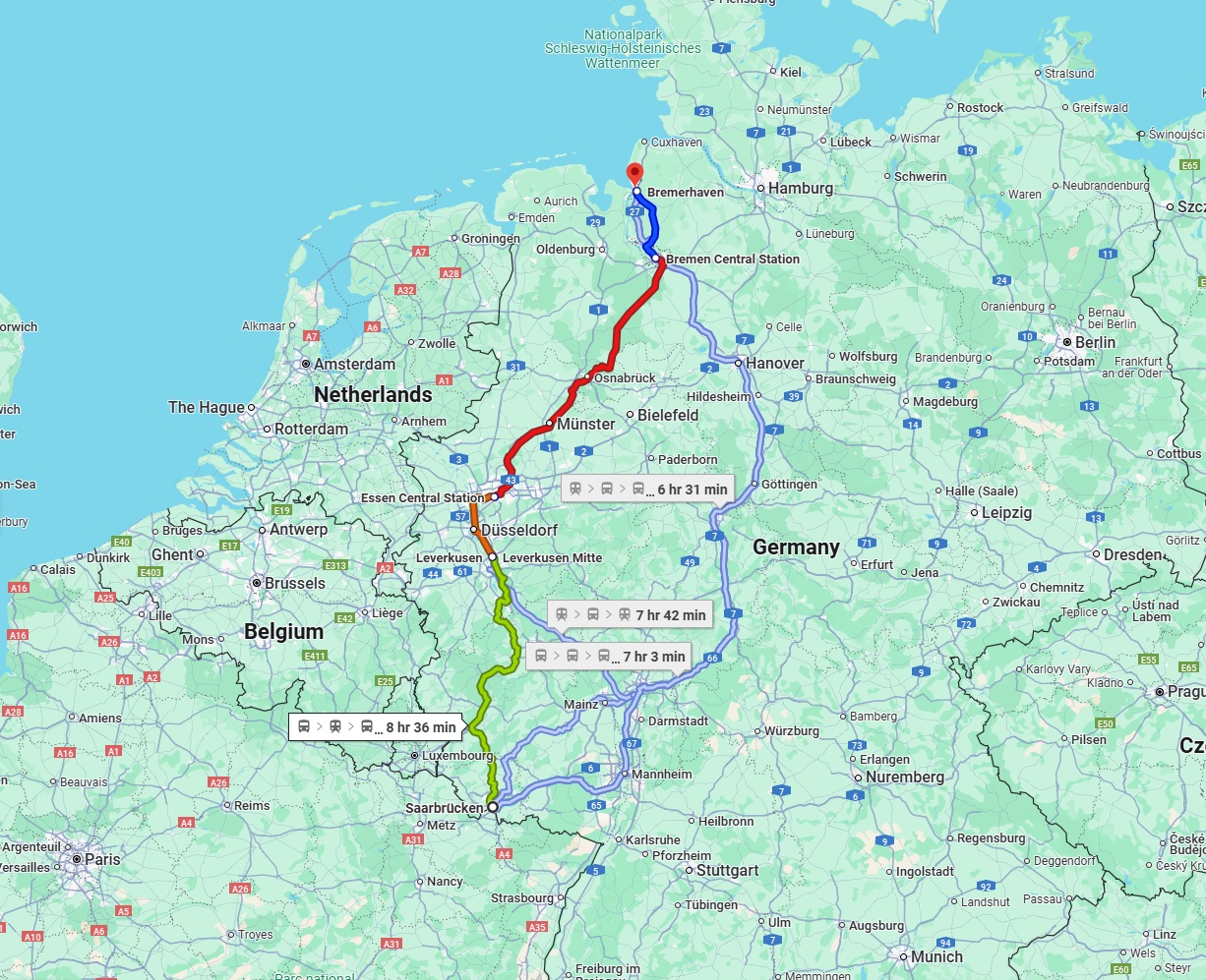 Anreise von Saarbrücken Zu Bremerhaven Über 