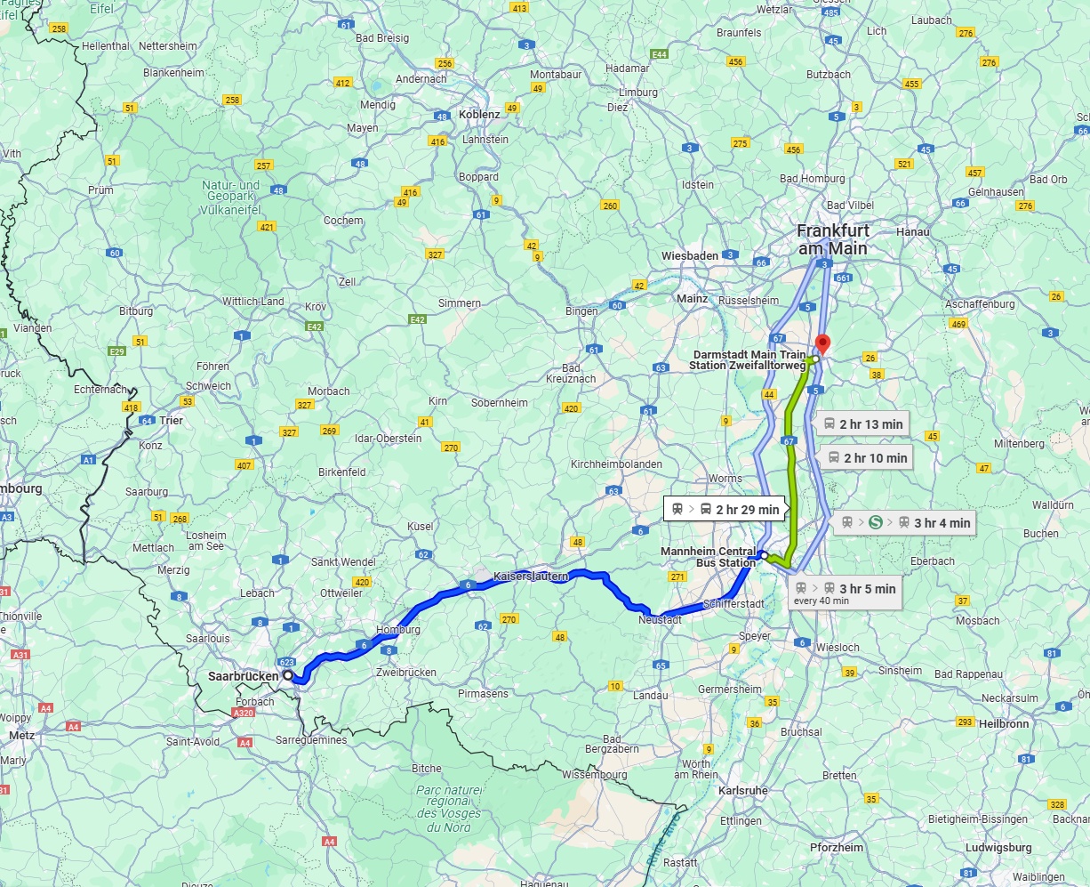 Anreise von Saarbrücken Zu Darmstadt Über 