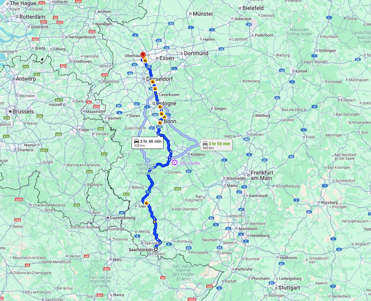 Anreise von Saarbrücken Zu Duisburg Über 