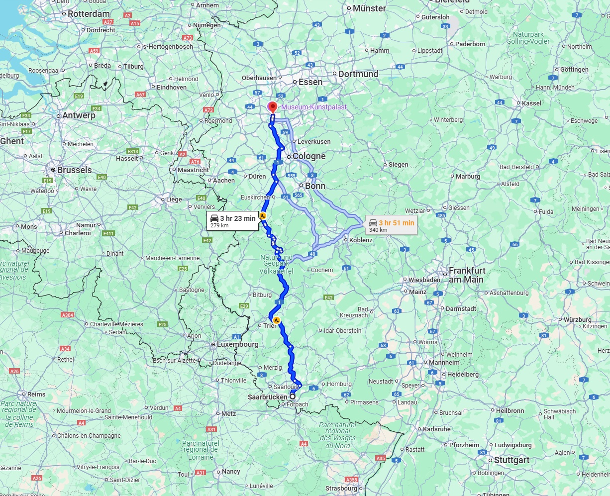 Anreise von Saarbrücken Zu Düsseldorf Über via A1