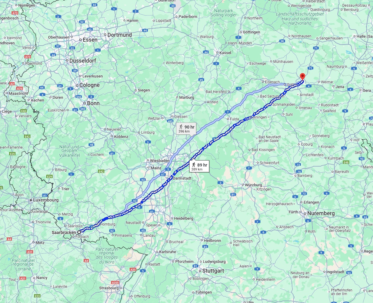 Anreise von Saarbrücken Zu Erfurt Über 