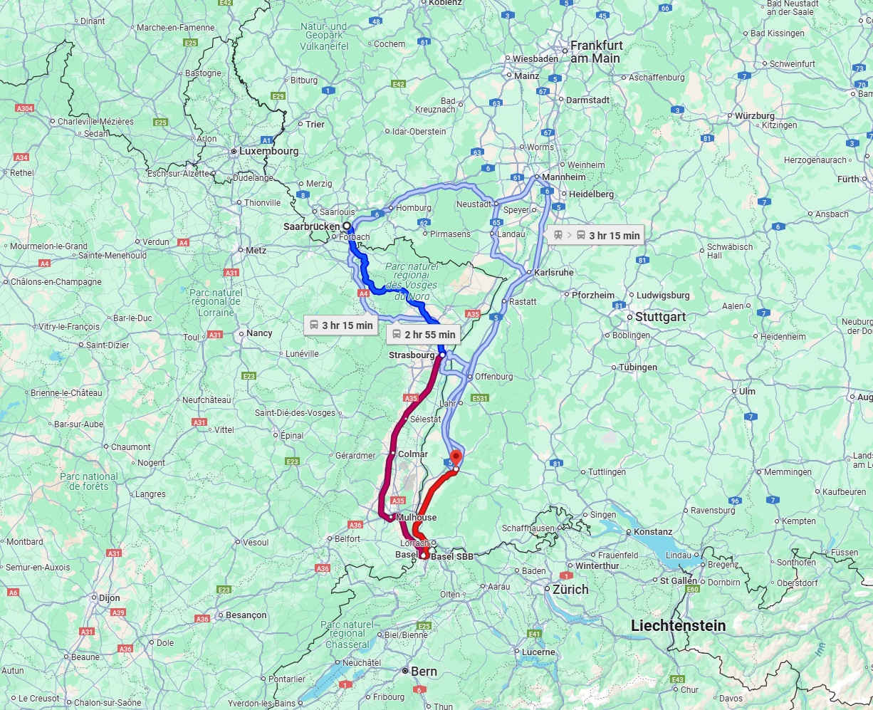 Anreise von Saarbrücken Zu Freiburg im Breisgau Über 