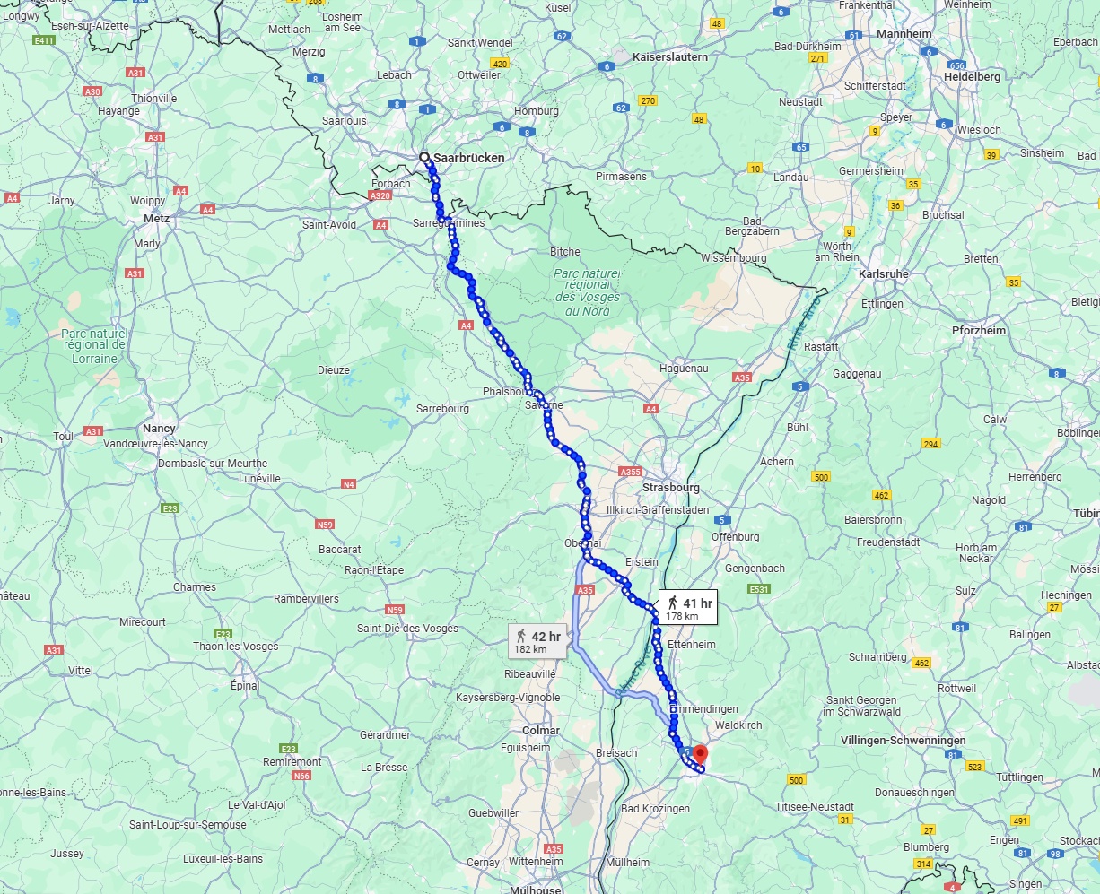 Anreise von Saarbrücken Zu Freiburg im Breisgau Über 