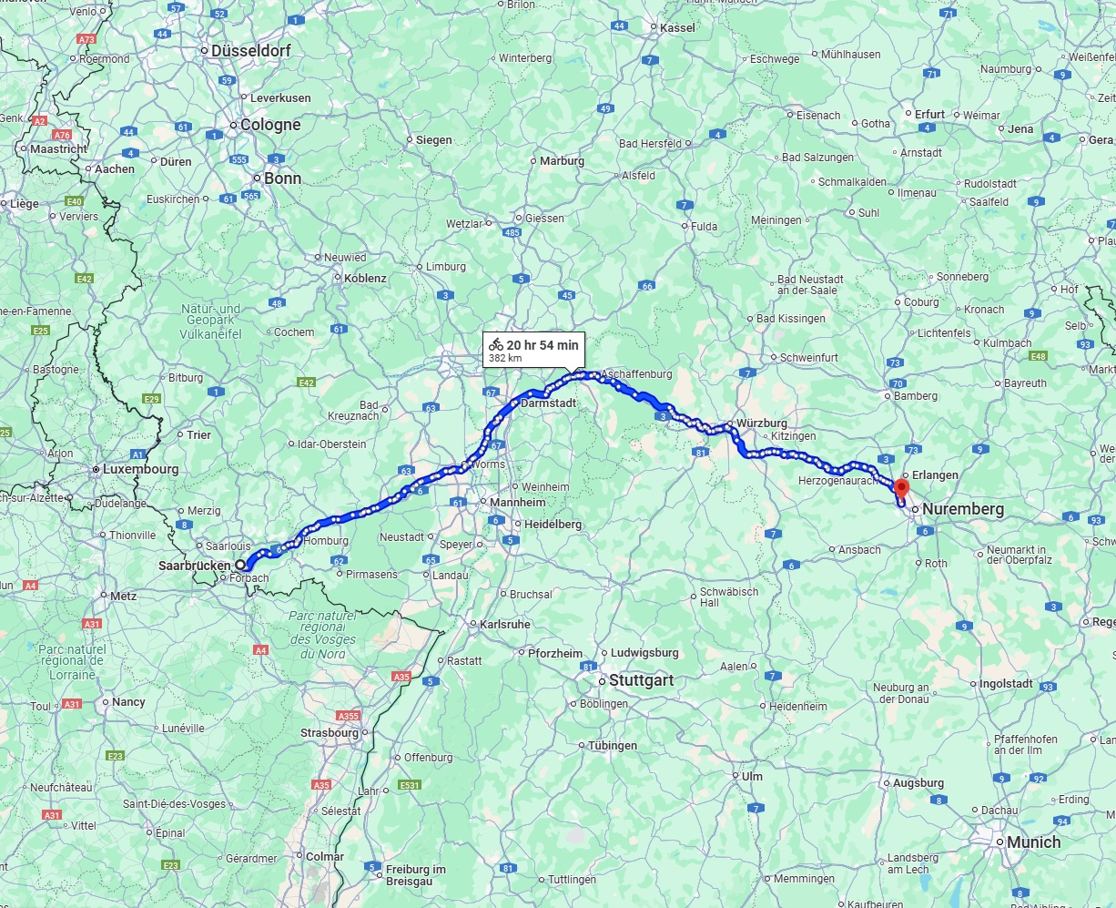 Anreise von Saarbrücken Zu Fürth Über 