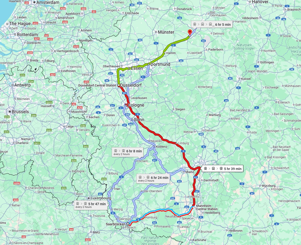 Anreise von Saarbrücken Zu Gütersloh Über 