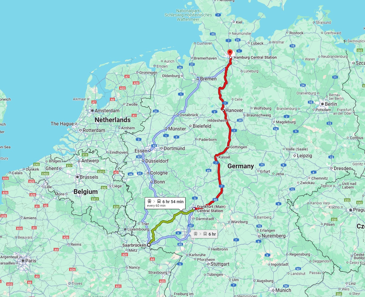 Anreise von Saarbrücken Zu Hamburg Über 
