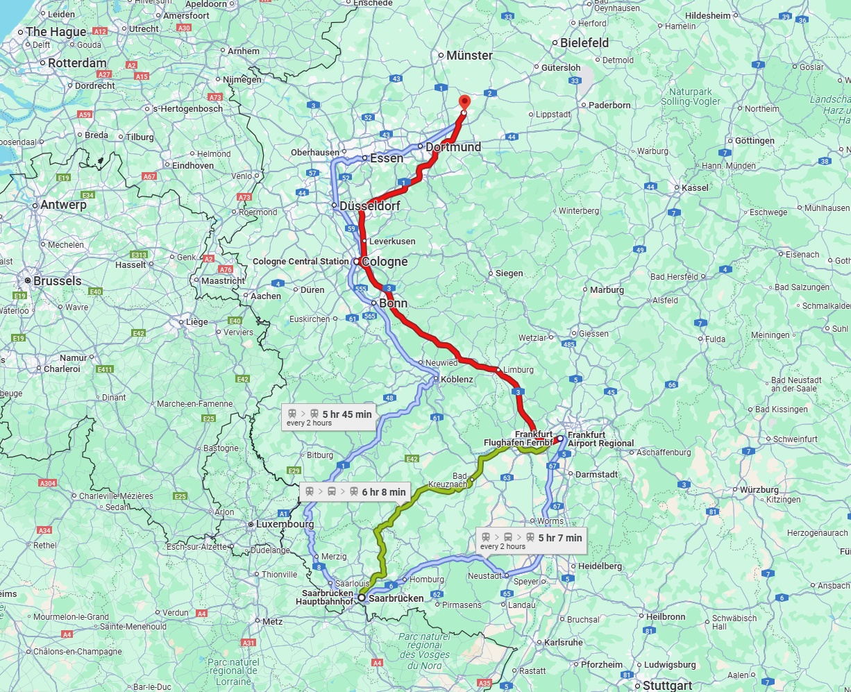 Anreise von Saarbrücken Zu Hamm Über 