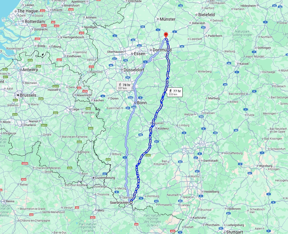 Anreise von Saarbrücken Zu Hamm Über 