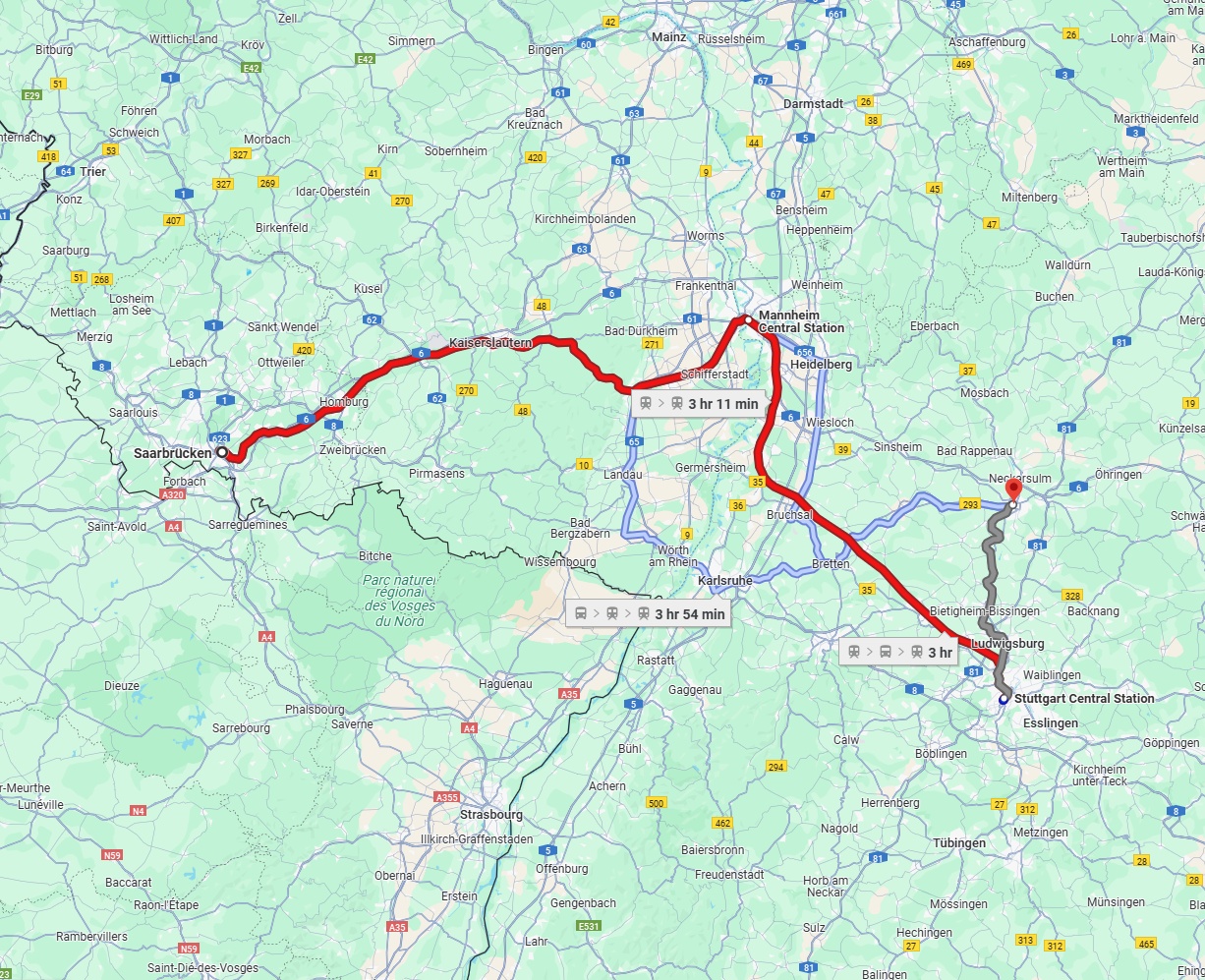 Anreise von Saarbrücken Zu Heilbronn Über 