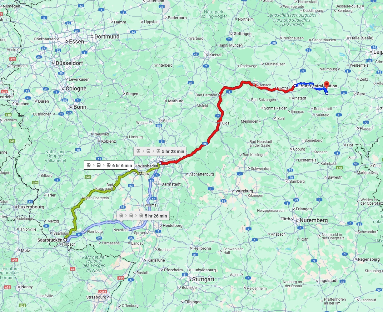 Anreise von Saarbrücken Zu Jena Über 