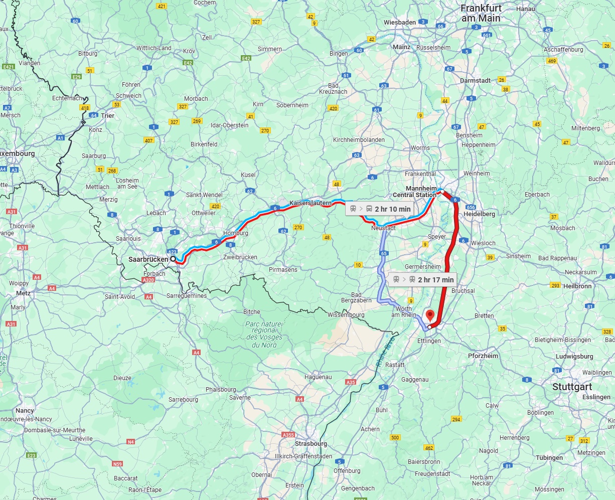 Anreise von Saarbrücken Zu Karlsruhe Über 