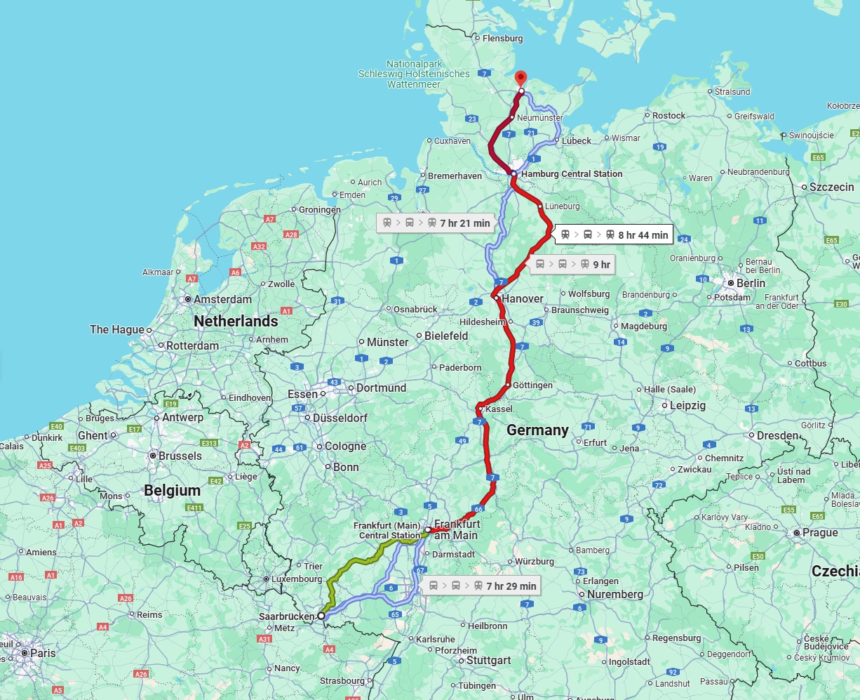 Anreise von Saarbrücken Zu Kiel Über 
