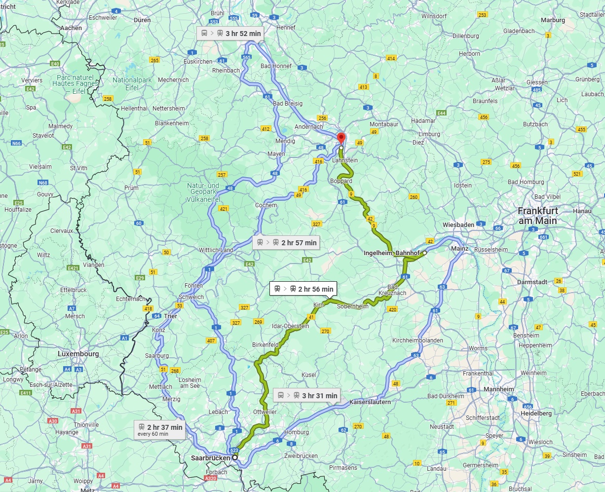 Anreise von Saarbrücken Zu Koblenz Über 